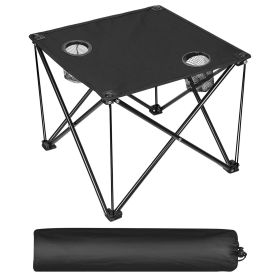 Portable Folding Camping Table with Cup Holders, Lightweight 2lbs Compact Travel Table with Carry Bag