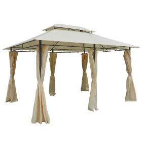 Outsunny 10' x 13' Patio Gazebo, Outdoor Gazebo Canopy Shelter with Curtains, Vented Roof, Steel Frame for Garden, Lawn, Backyard and Deck