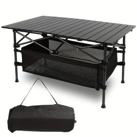 Folding Camping Table, Roll-up Ultra Compact Outdoor Portable Fold Up Lightweight beach Table, with Large Storage and Carry Bag, for Outdoor Cook