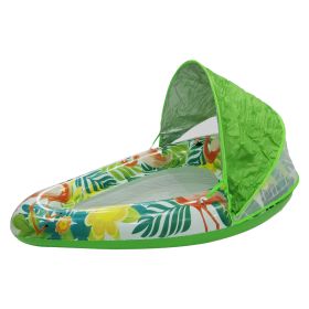 1pc Thick Large Swimming Pool Float With Cup Holder And Sunshade, Essential For Pool Parties And Beaches, Comes With A Manual Air Pump (Option: Style2 Green)