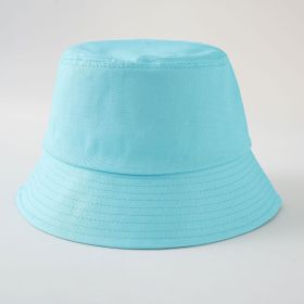 Spring and summer new fisherman hat simple solid color Korean version sun hat foldable men and women can wear basin hat (Color: Sky Blue)