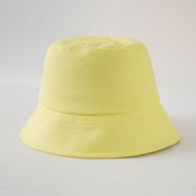 Spring and summer new fisherman hat simple solid color Korean version sun hat foldable men and women can wear basin hat (Color: Yellow)