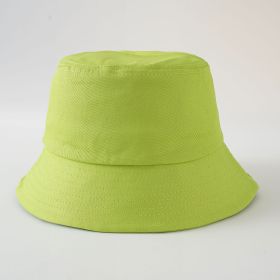 Spring and summer new fisherman hat simple solid color Korean version sun hat foldable men and women can wear basin hat (Color: Grass Green)