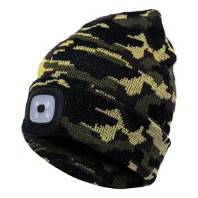 LED Knit Hat Button Cell Type Knitted Hat With Light Glowing (Color: Camouflage green, style: B)