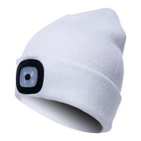 LED Knit Hat Button Cell Type Knitted Hat With Light Glowing (Color: White, style: C)