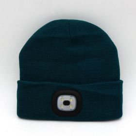 LED Knit Hat Button Cell Type Knitted Hat With Light Glowing (Color: Peacock blue, style: B)