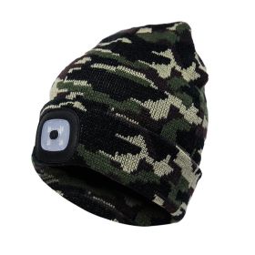 LED Knit Hat Button Cell Type Knitted Hat With Light Glowing (Color: Camouflage, style: C)