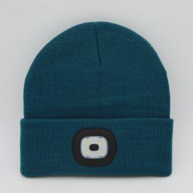 LED Knit Hat Button Cell Type Knitted Hat With Light Glowing (Color: Ink green, style: C)
