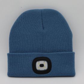 LED Knit Hat Button Cell Type Knitted Hat With Light Glowing (Color: Light blue, style: C)