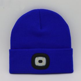 LED Knit Hat Button Cell Type Knitted Hat With Light Glowing (Color: Sapphire, style: B)