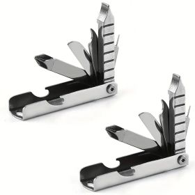 11-in-1 Stainless Steel Multi-Tool with Phone Stand, Folding Knife, Bottle Opener, Screwdriver (Model: 2pcs)