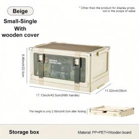 Folding Camping Storage Box Multi-layer Thickened Cover Durable Plastic Portable Outdoor Picnic Car-mounted Solid Structure Automatic Camping Acc (Option: White With wooden cover)